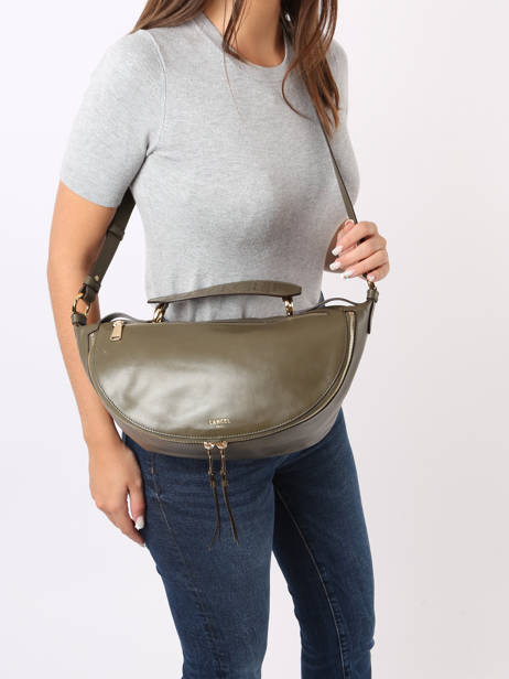 Medium Leather Origami Crossbody Bag Lancel Green origami A12528 other view 1