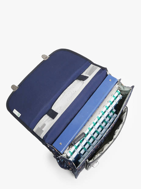 Cartable Enfant 2 Compartiments Cameleon Bleu retro CA35 vue secondaire 3