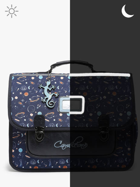 Cartable Enfant 2 Compartiments Cameleon Bleu retro CA35 vue secondaire 6
