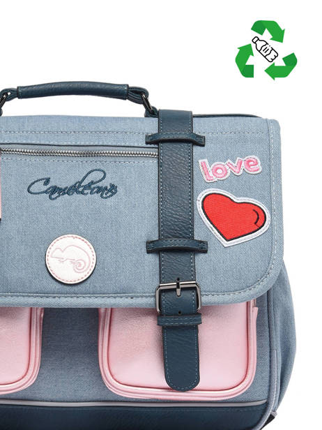 Wheeled Schoolbag 2 Compartments Cameleon Blue vintage fantasy PBVGCA35 other view 2