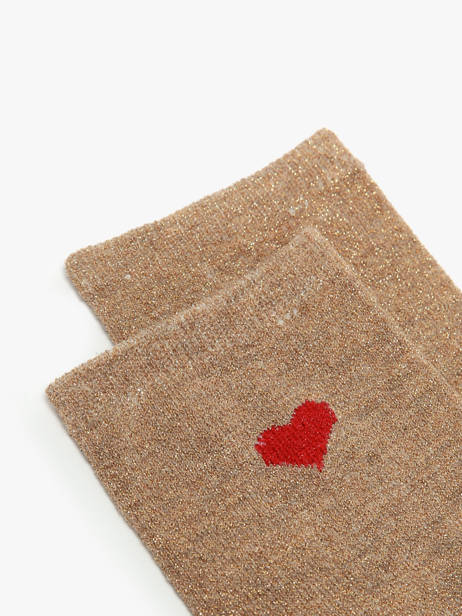 Chaussettes Femme Lurex Heart Pieces Beige socks women 17159116 vue secondaire 1