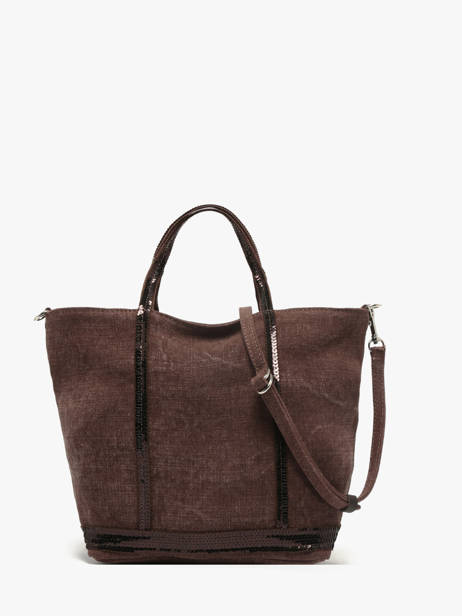Petit Cabas Zippé Lin Et Paillettes Vanessa bruno Marron cabas lin 31V40435 vue secondaire 4