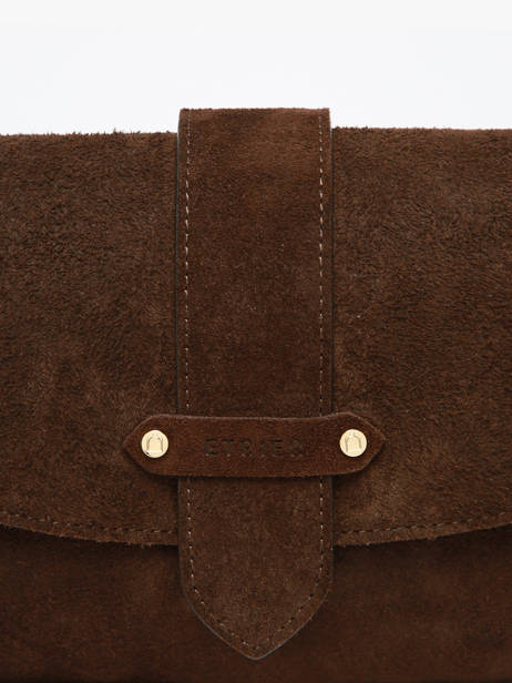 Sac Bandoulière M Agnes Cuir Velours Etrier Marron agnes EAGV205M vue secondaire 3