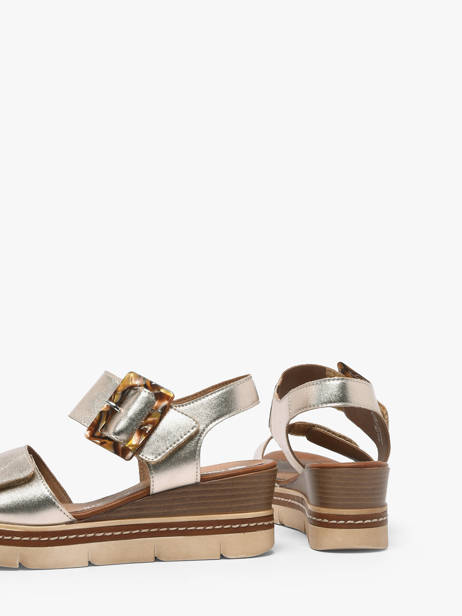 Sandales Talon Compensé En Cuir Remonte Or women 90 vue secondaire 2