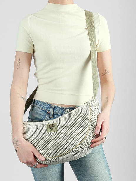 Sac Bandoulière Resille Coton Le voyage en panier Vert resille PM943 vue secondaire 1