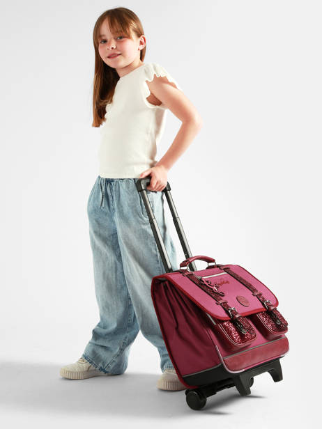 Cartable à Roulettes 3 Compartiments Cameleon Violet vintage fantasy CR41 vue secondaire 1