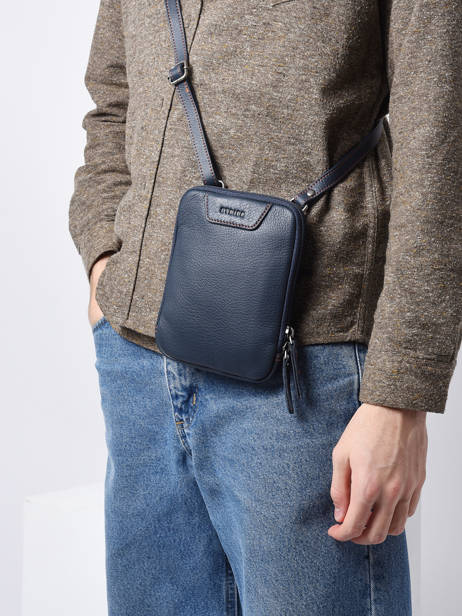 Small Leather Foulonné Crossbody Bag Etrier Blue foulonne EFOU728S other view 1